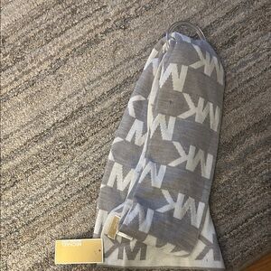 Michael Kors Gray and Cream Logo Scarf
